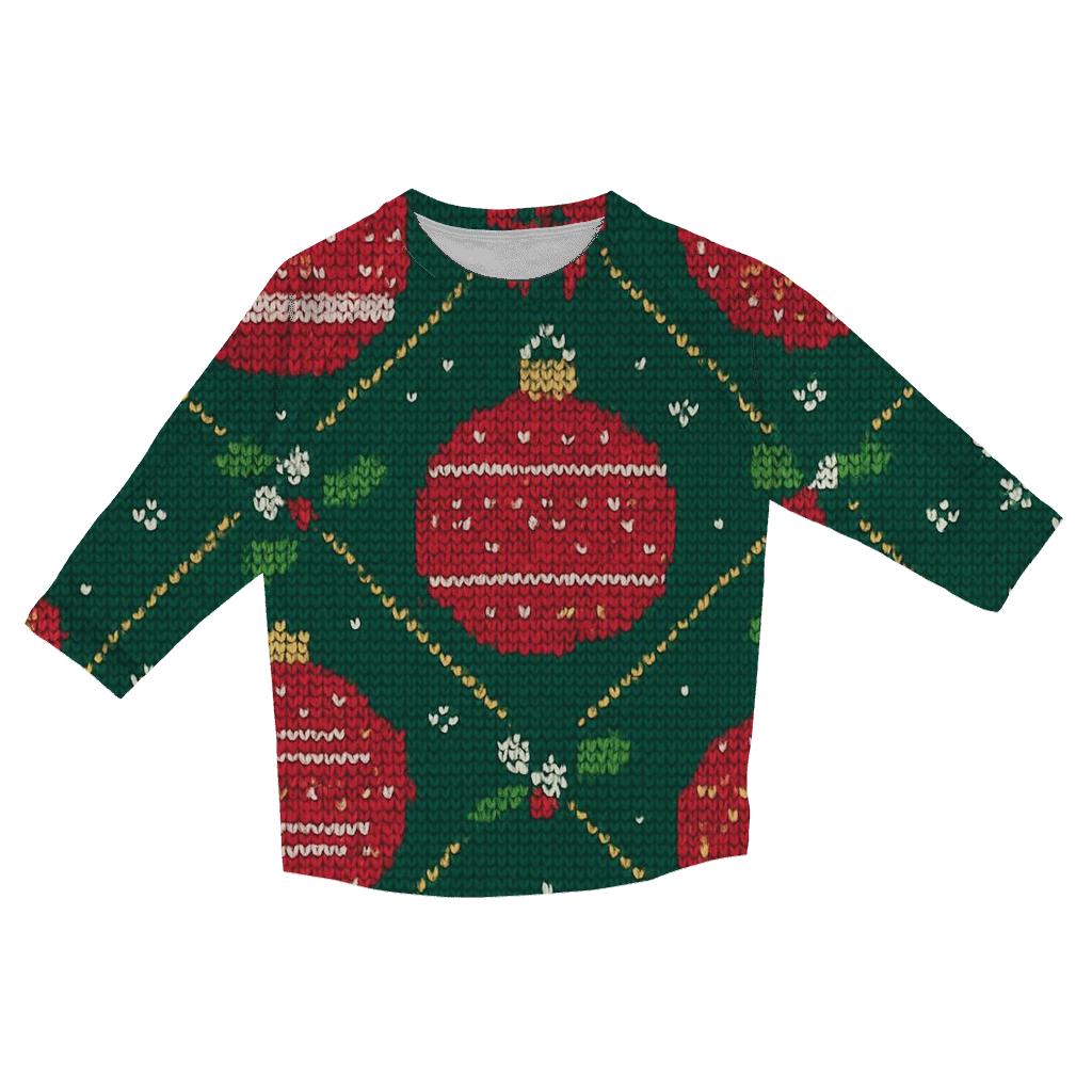 Ugly Christmas Ornament Satellite Medallion Lattice Design designer 3/4 sleeve blouses