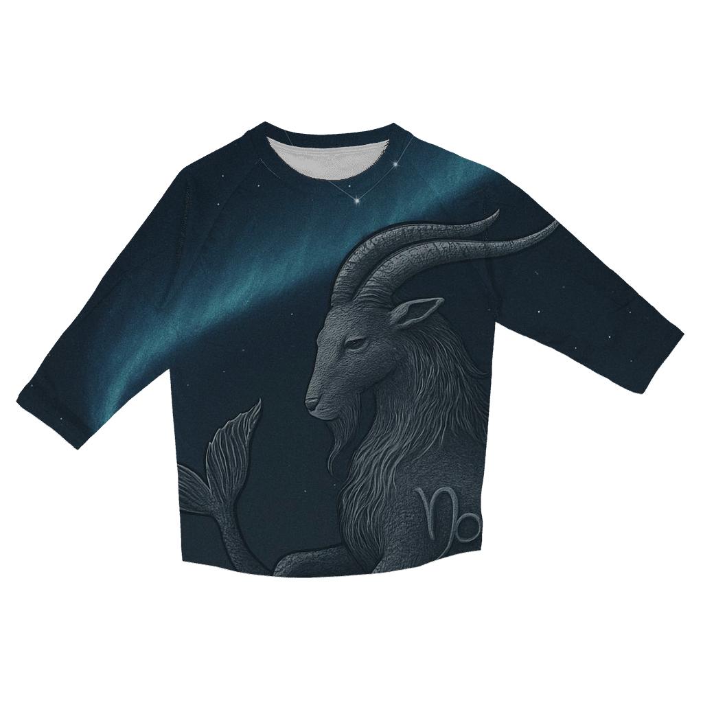 Capricorn Sea Goat Mountain Zodiac Emblem designer 3/4 sleeve blouses