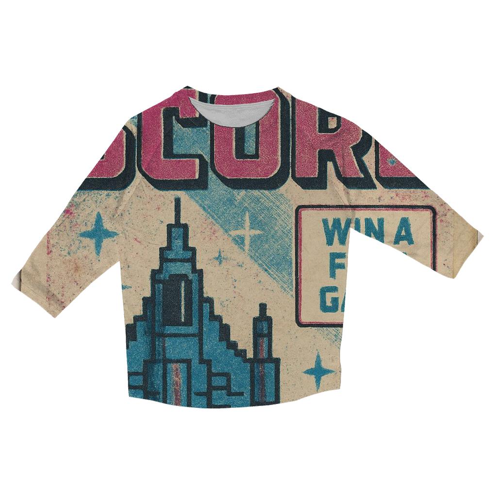 Distressed 1980s Arcade Starship High Score Flyer cotton quarter sleeve shirts