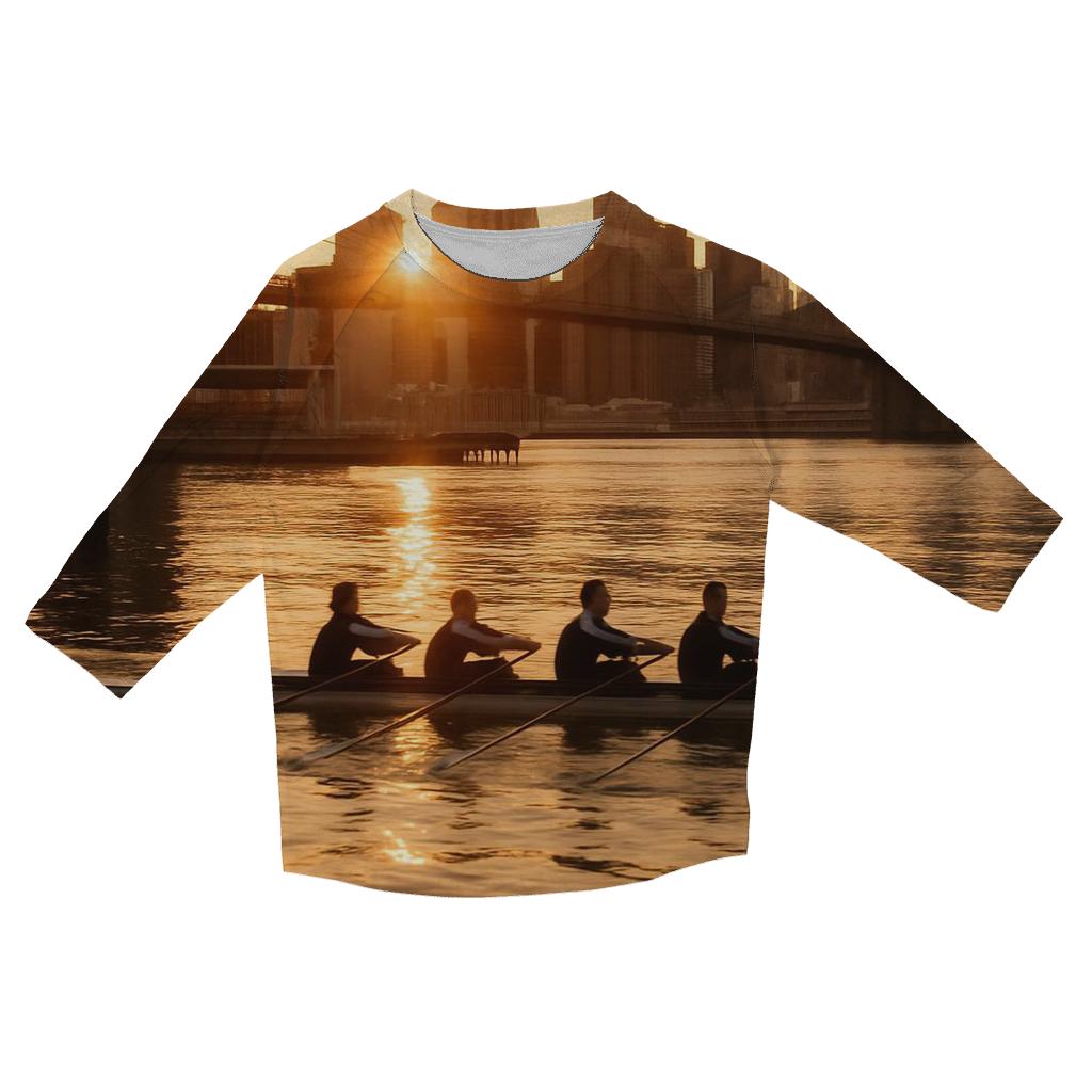 Sunrise From Brooklyn Bridge Park With Rowers In The East River cotton quarter sleeve shirts