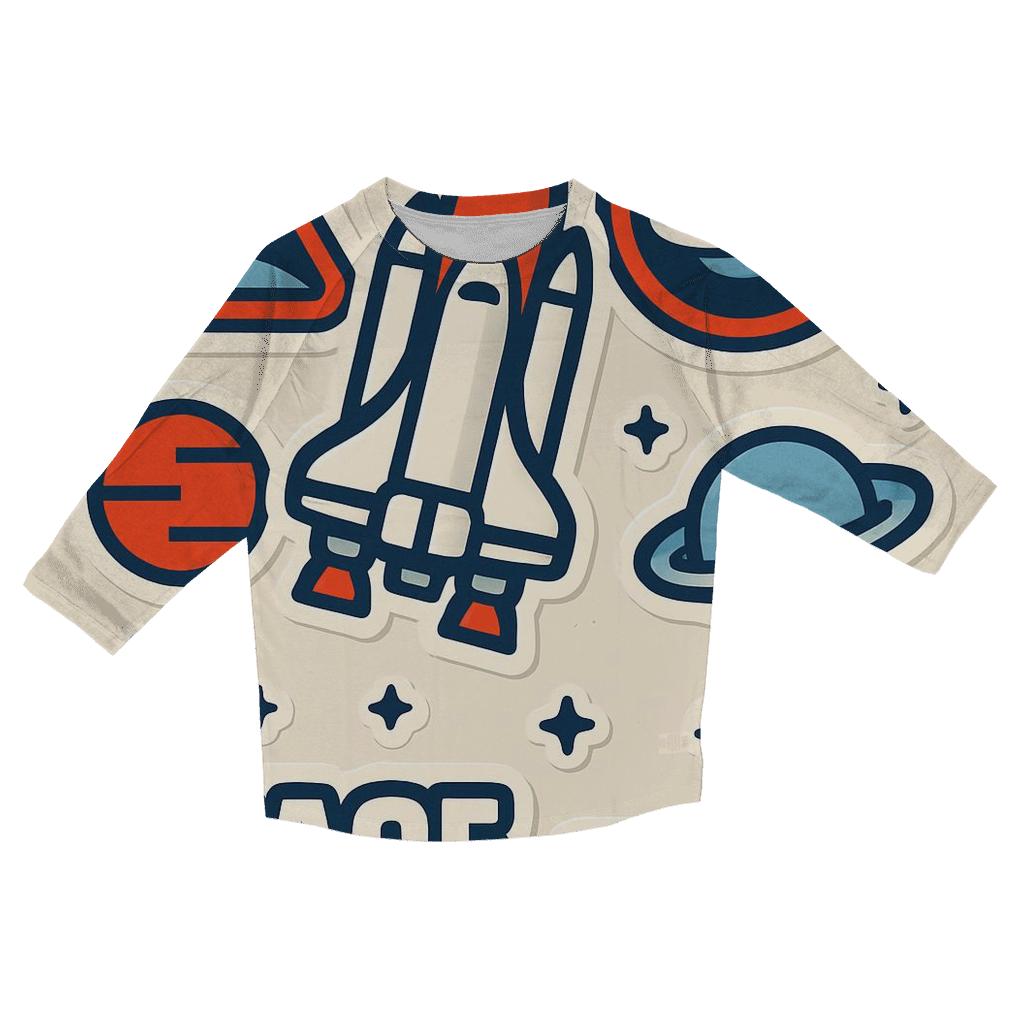 Space Shuttle Sticker Sheet printed three quarter sleeve shirts