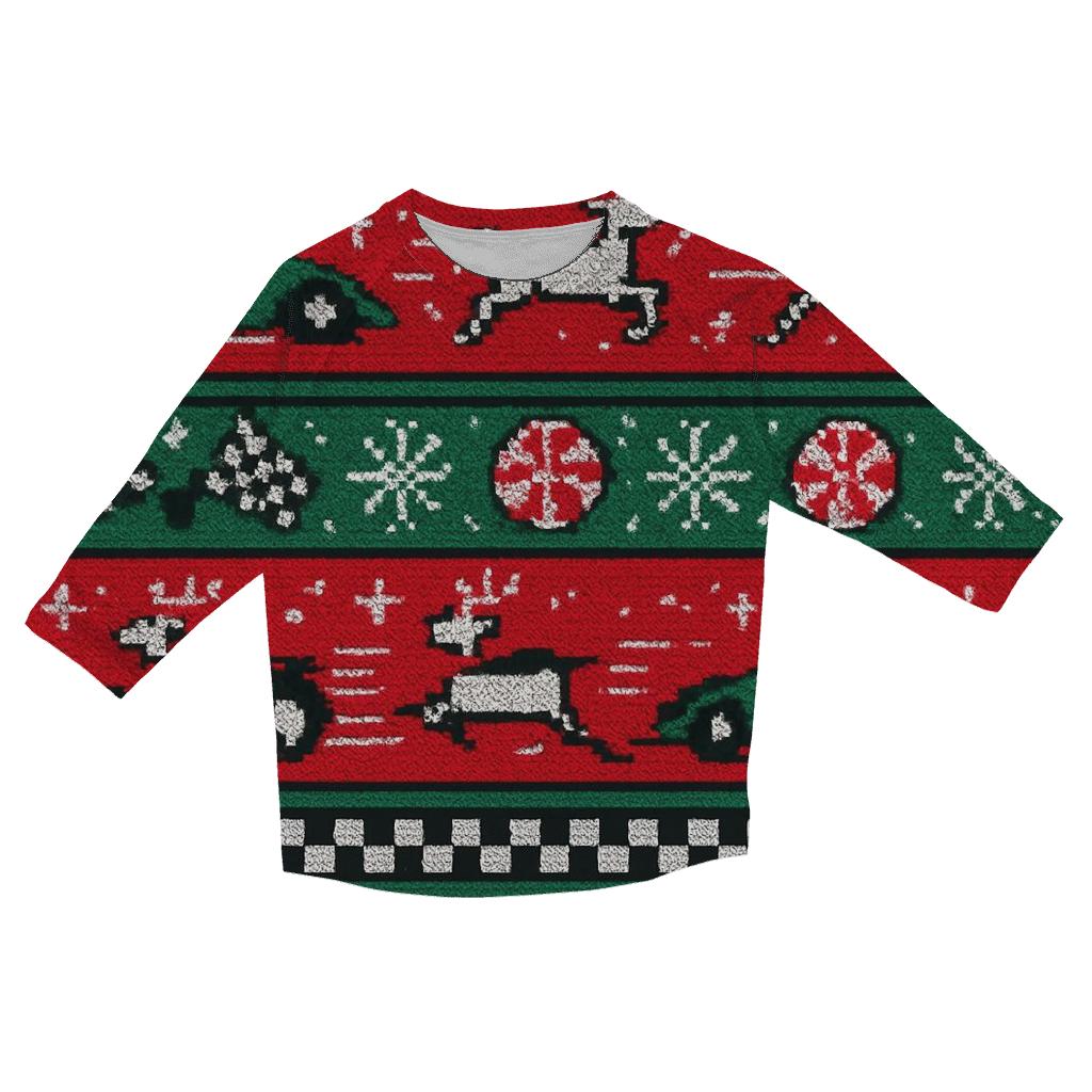 Ugly Christmas Santa Sleigh Circuit Raceway Design cotton quarter sleeve shirts