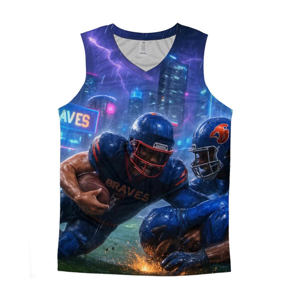 Neon Skyline Scrimmage Braves Versus Cubs personalized athletic tanks