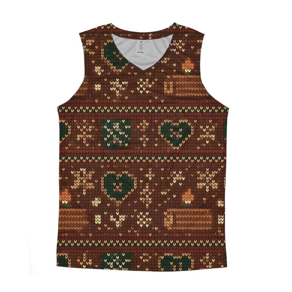 Ugly Christmas Yule Log Arcade Grid Design personalized athletic tanks