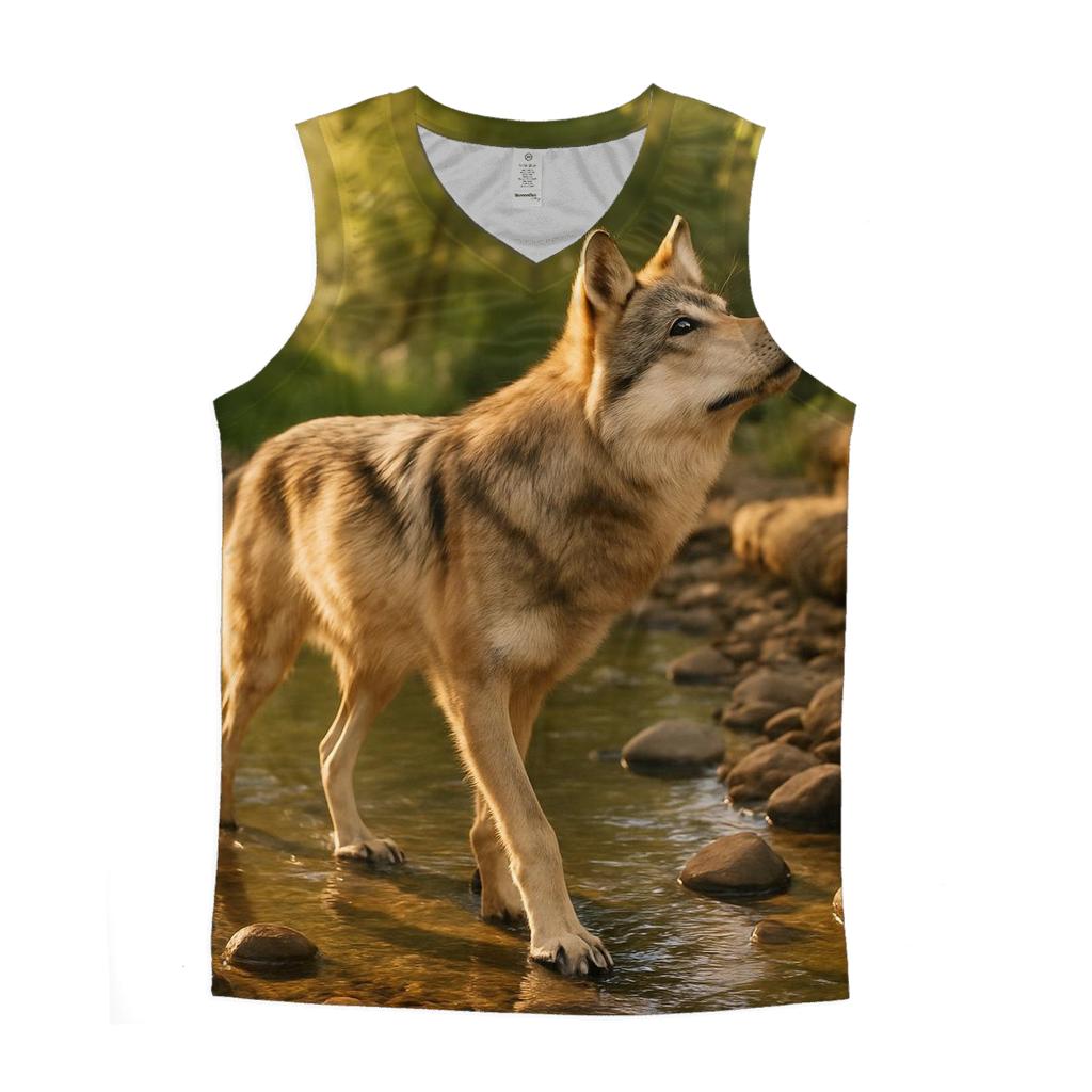 Mexican Gray Wolf At A Desert Riparian Restoration Site custom tank tops