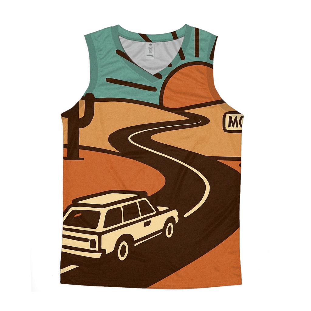 Desert Road Trip Sunburst Map custom tank tops