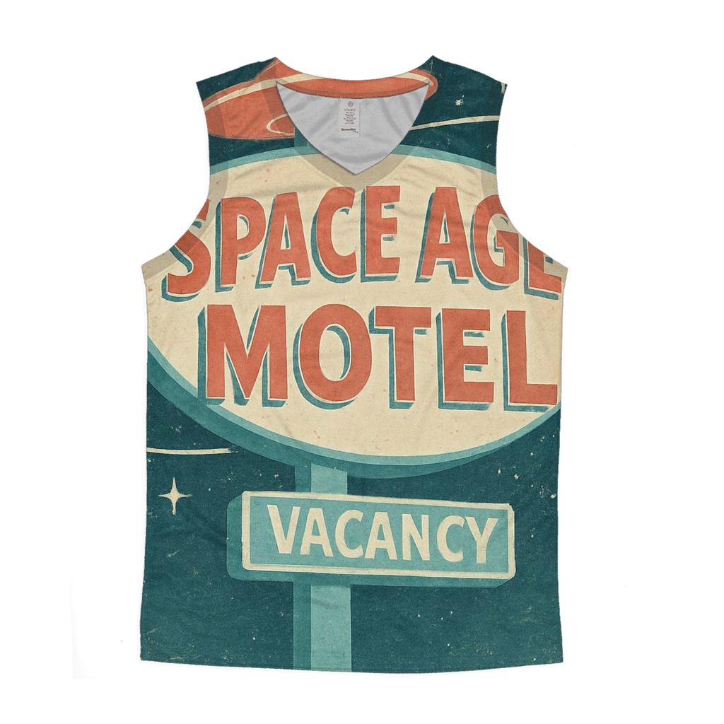 Retro Space Age Motel Vacancy Sign Poster cotton sleeveless tops