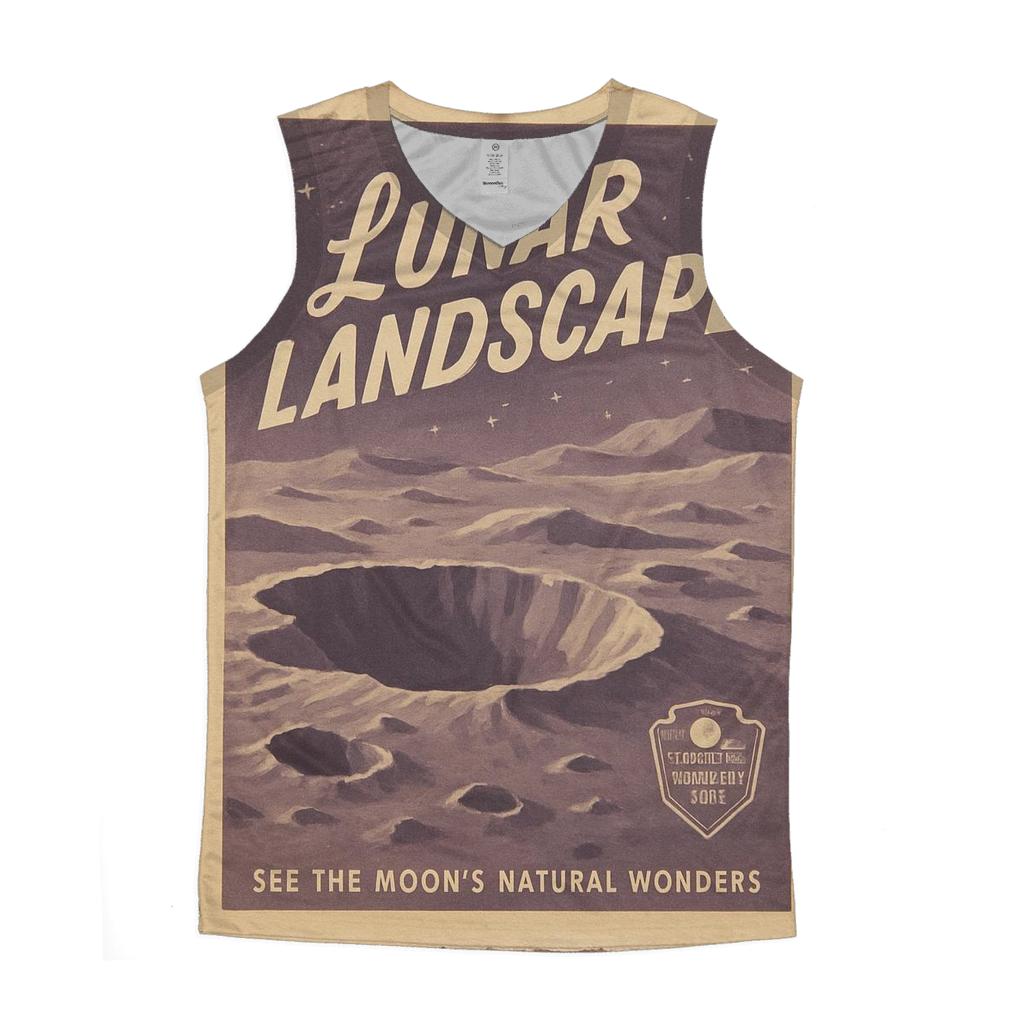 Faded Postcard Collage Of Lunar National Park graphic print tank tops