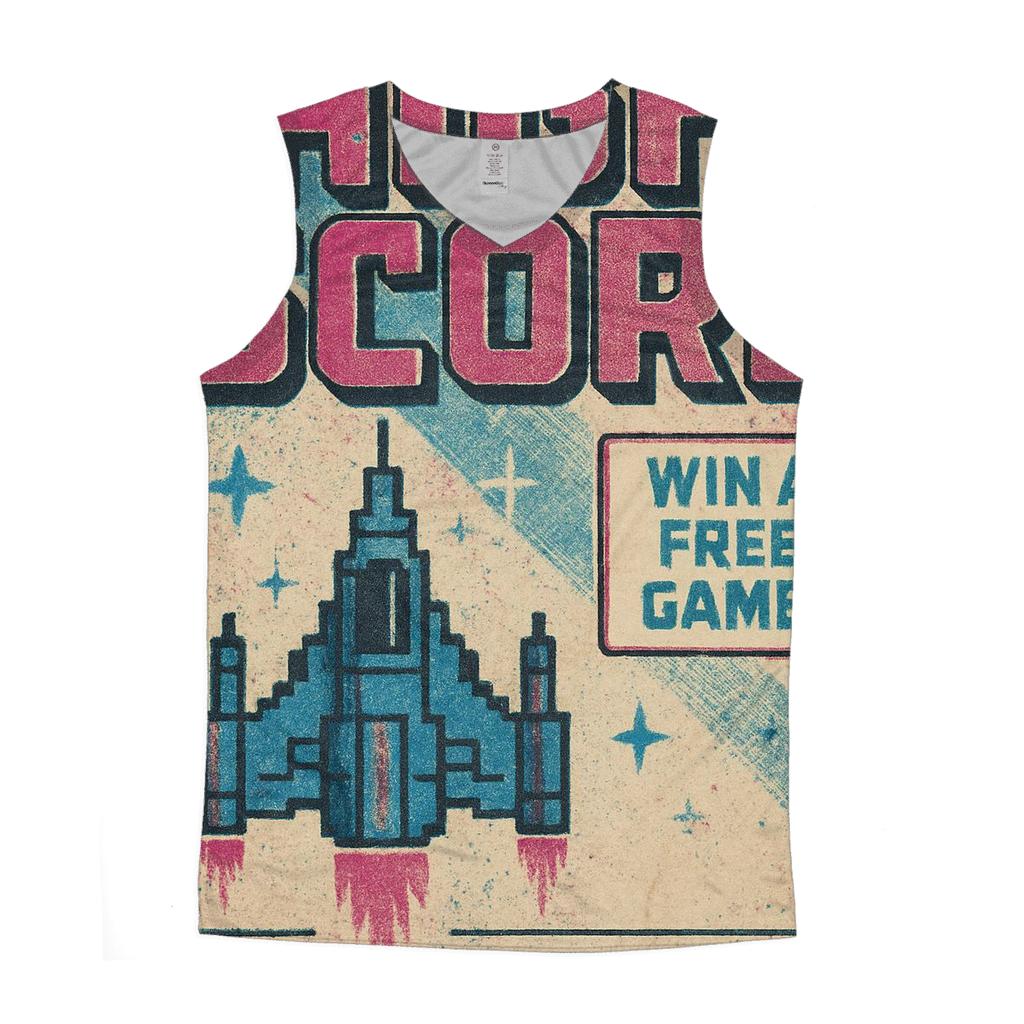 Distressed 1980s Arcade Starship High Score Flyer custom tank tops