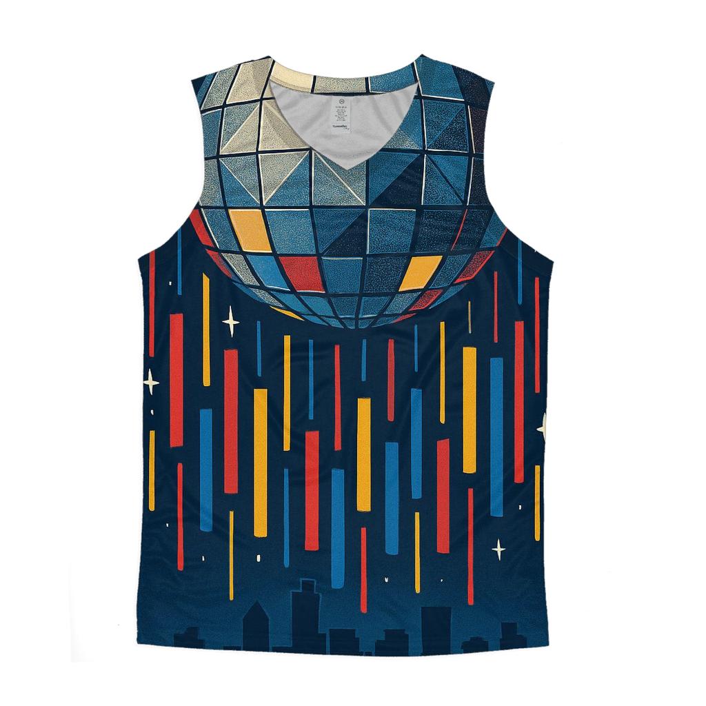 Disco Ball Rain Over City Silhouette designer workout tanks