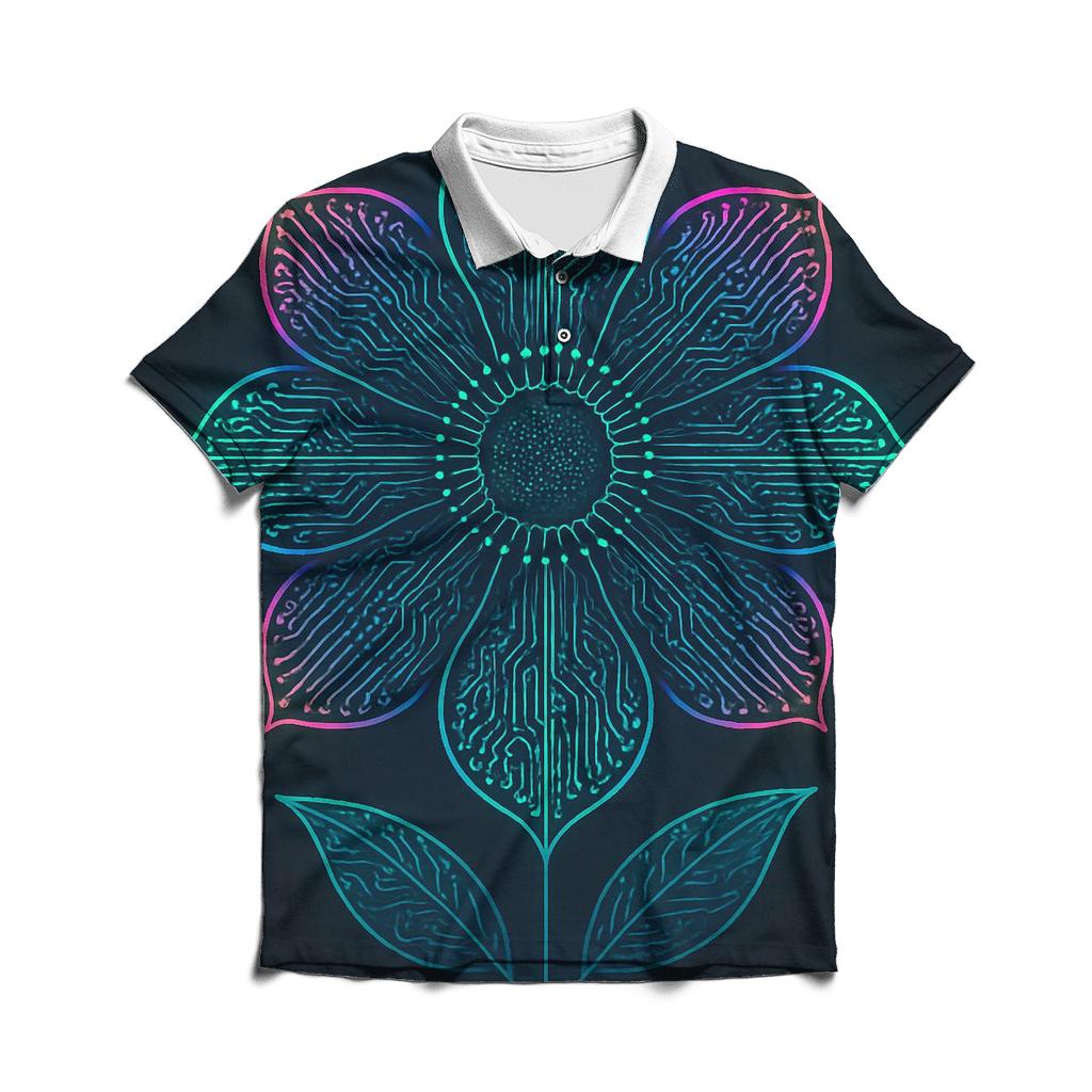 Prismatic Botanical Circuit Bloom custom polo shirts