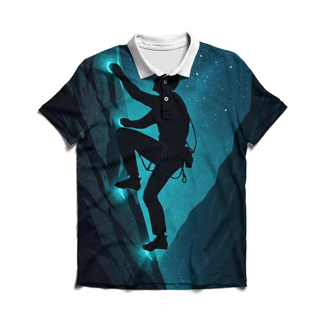 Gravity Defying Rock Climbing Ascent stylish collar polo tees