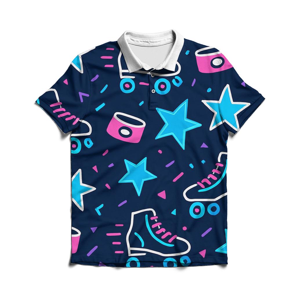 Roller Rink Neon Confetti casual sports polo shirts
