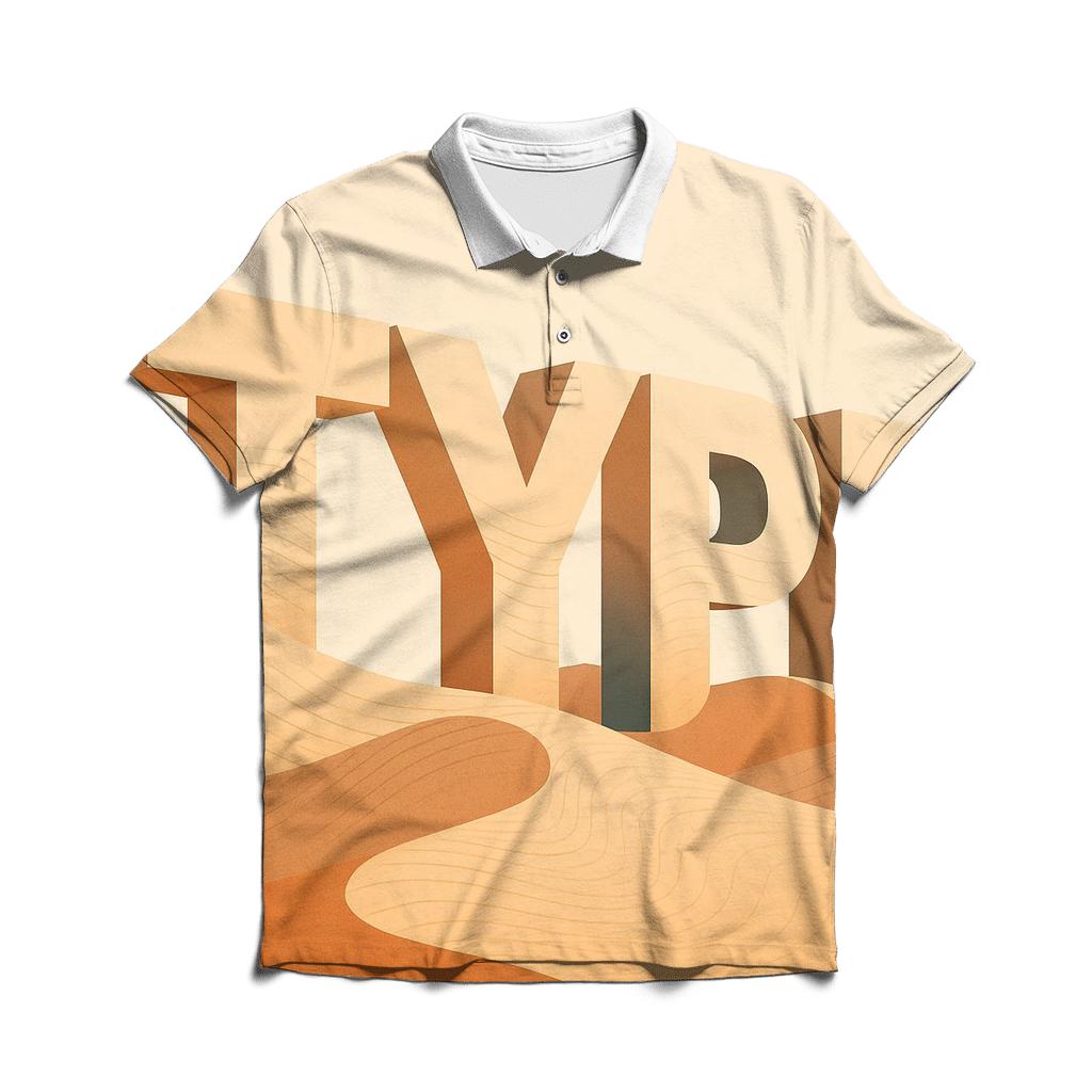 Desert Mirage Typography Dunes branded logo polo shirts