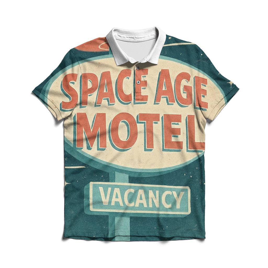 Retro Space Age Motel Vacancy Sign Poster casual sports polo shirts