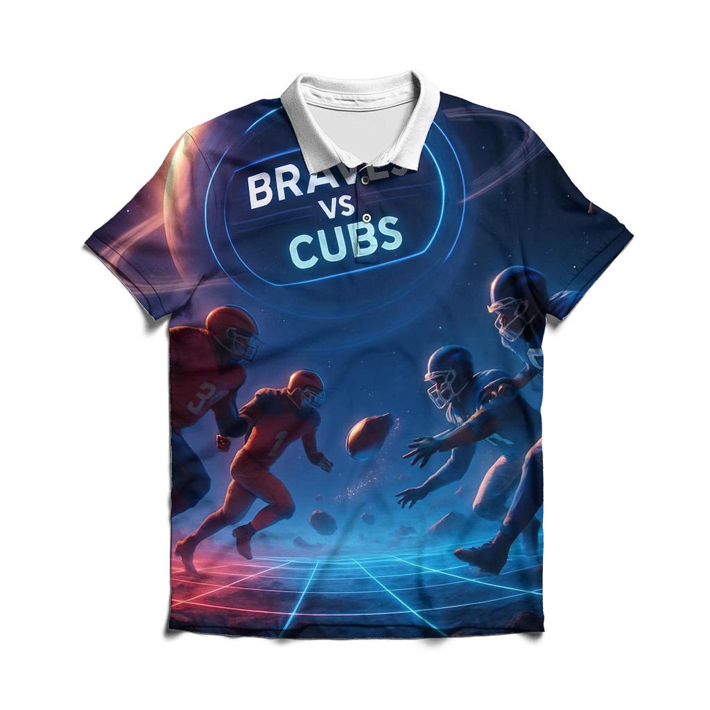 Deep Space Gridiron Braves Versus Cubs classic pique polos