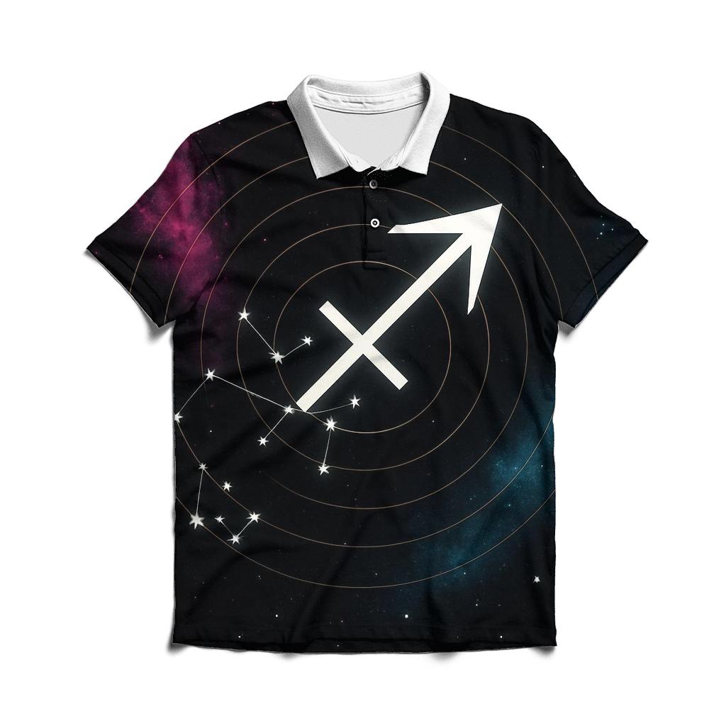 Sagittarius Archer Galactic Target Map embroidered polo tops