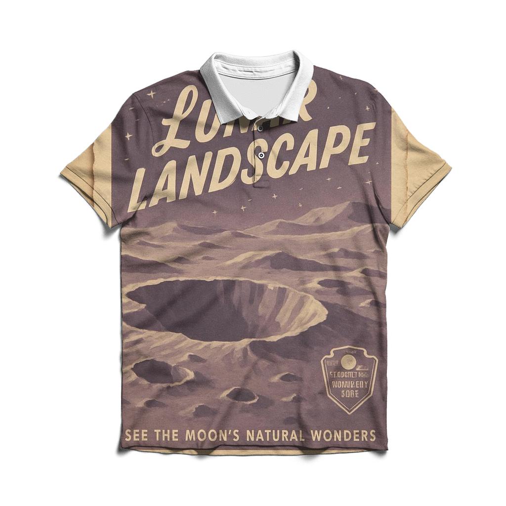 Faded Postcard Collage Of Lunar National Park classic pique polos