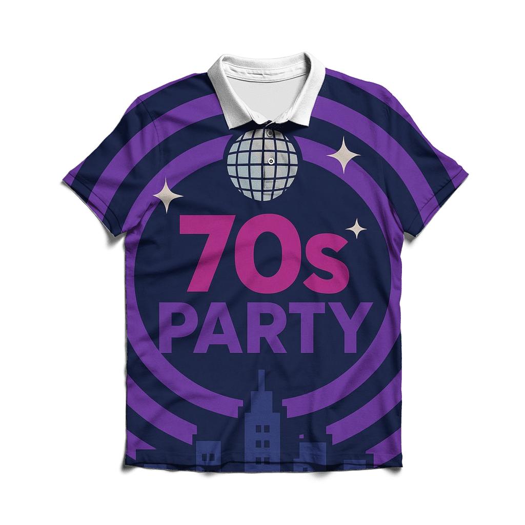 Disco Night Skyline Grooves premium cotton polo shirts
