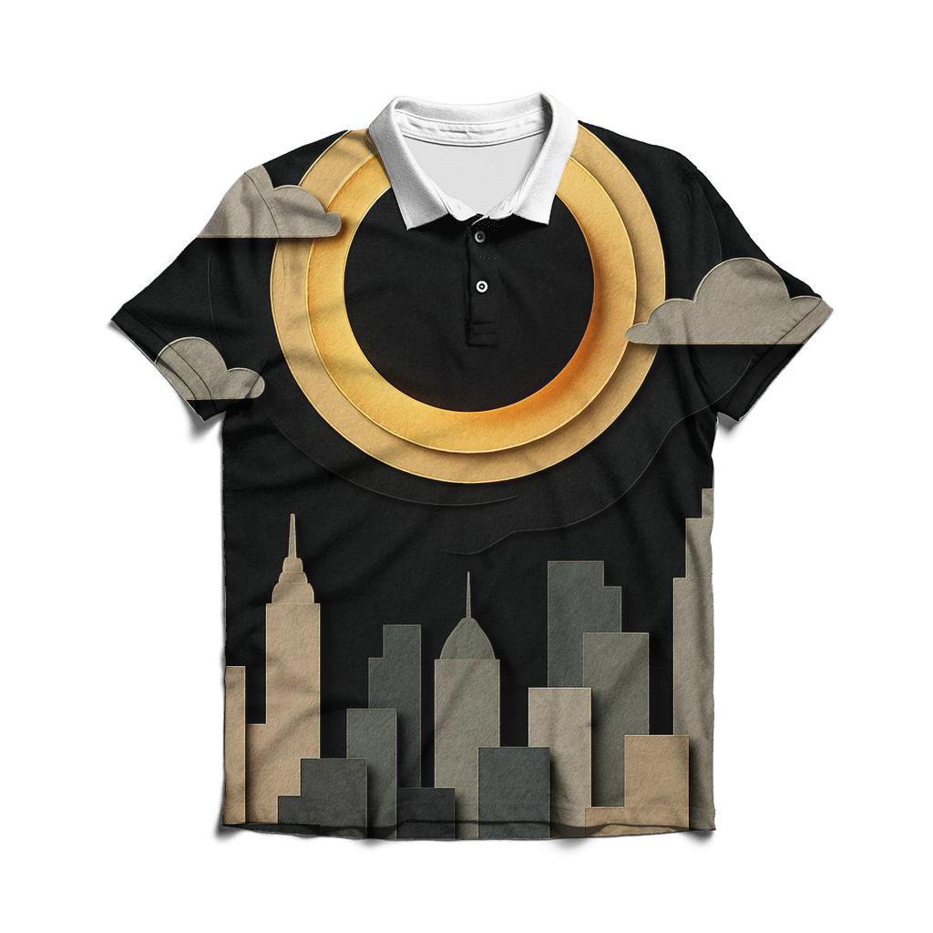 Paper Cut City Eclipse Collage personalized polo shirts