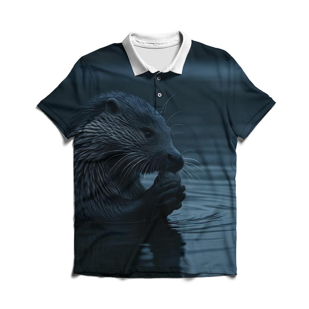 River Glass Eurasian Otter premium cotton polo shirts