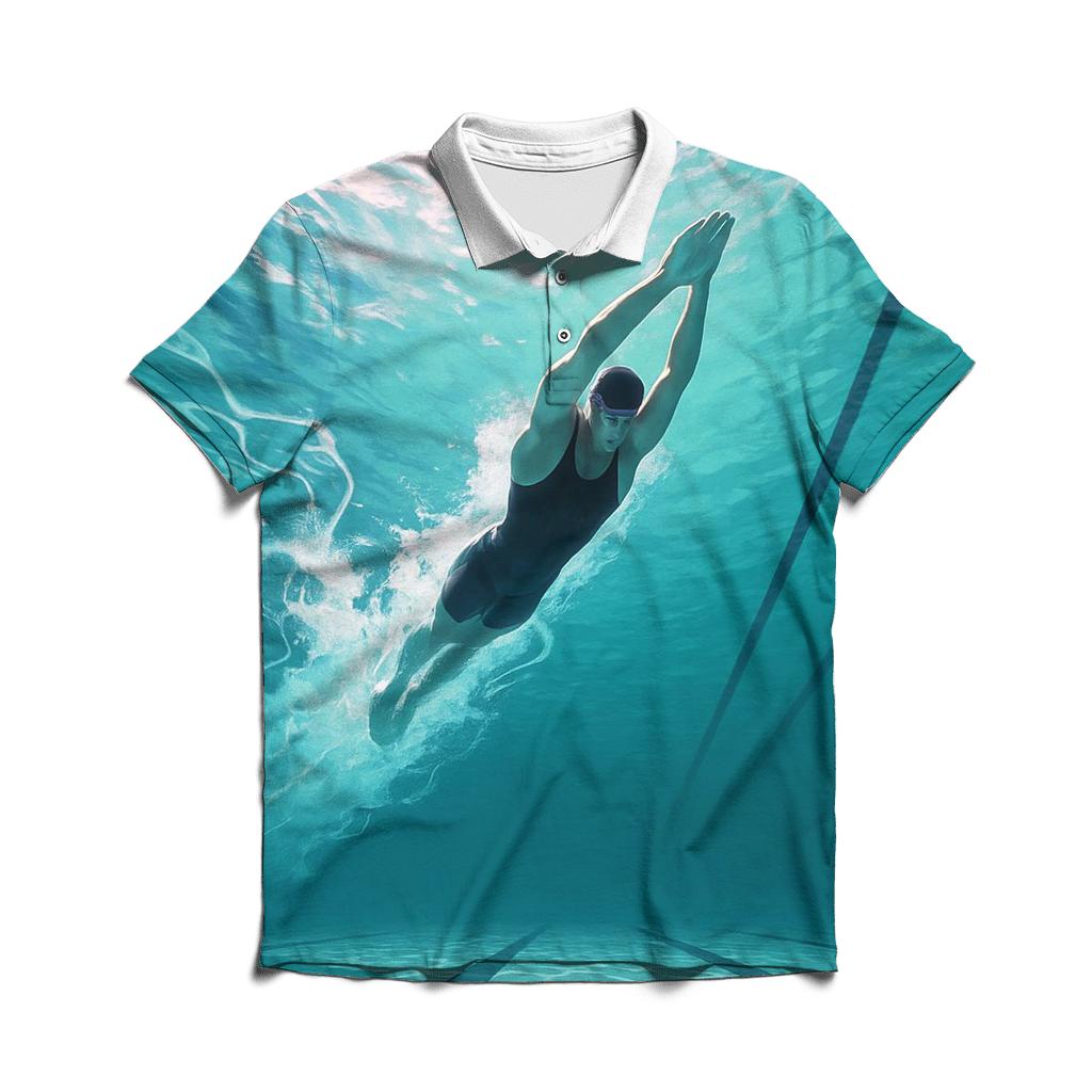 Underwater Sprint Swimming Burst embroidered polo tops