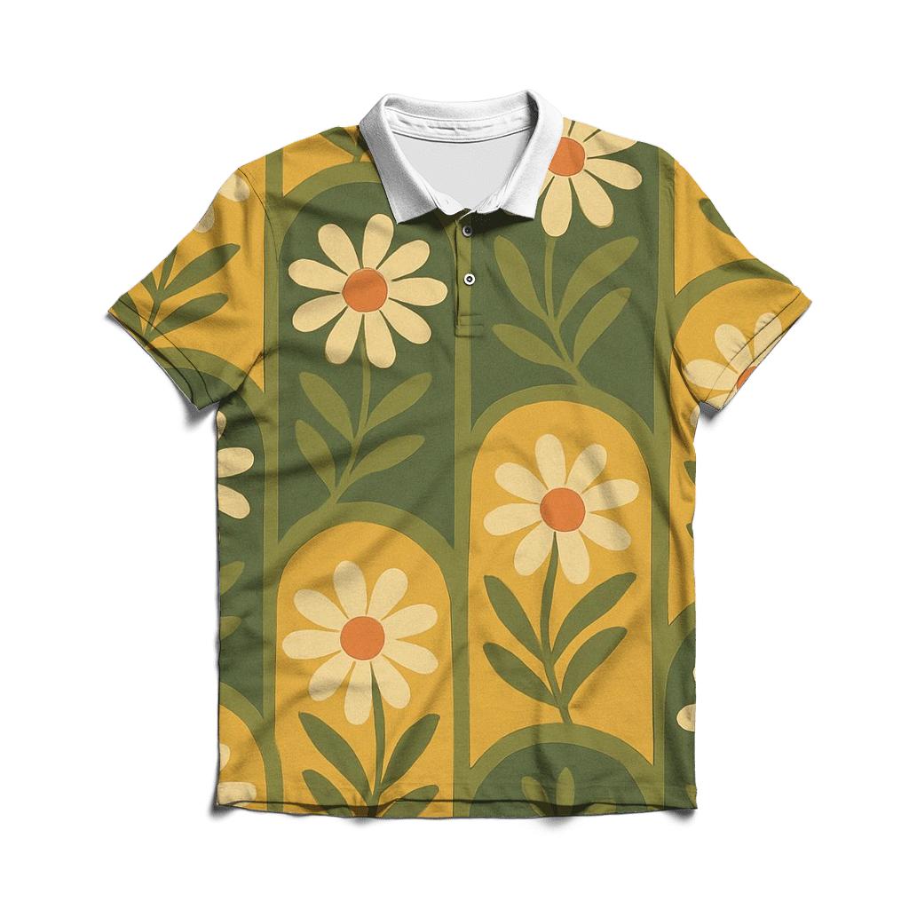 Groovy Botanical Archways branded logo polo shirts