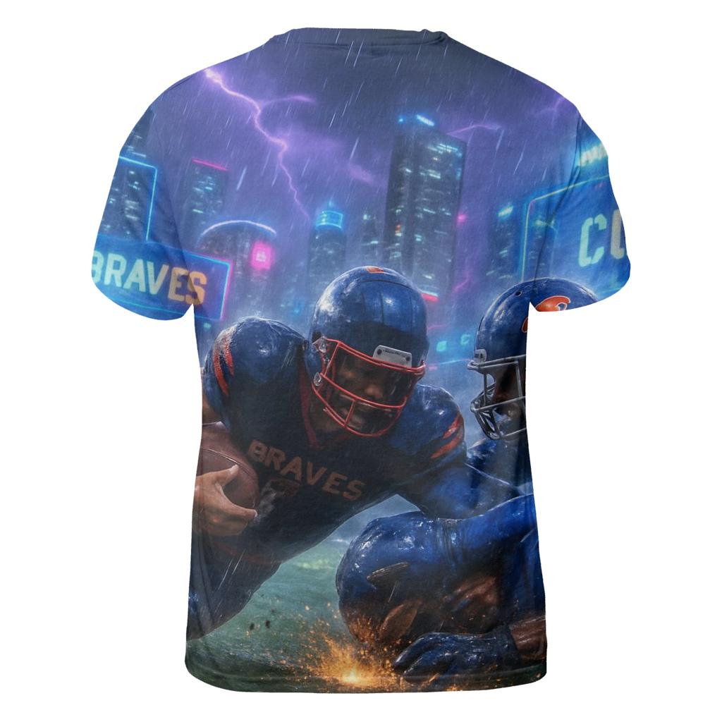 Neon Skyline Scrimmage Braves Versus Cubs artistic all-over print tops