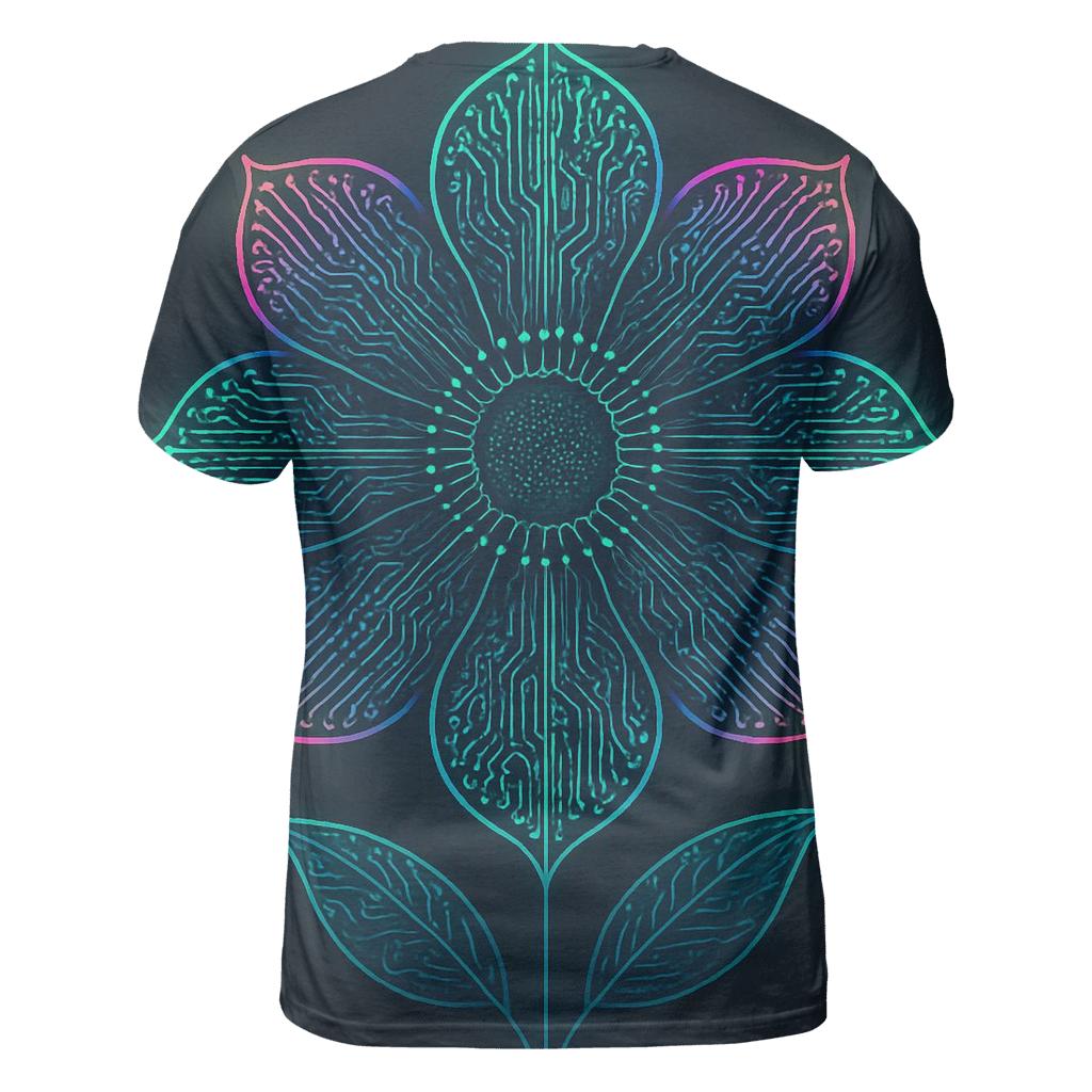 Prismatic Botanical Circuit Bloom unique graphic print tees