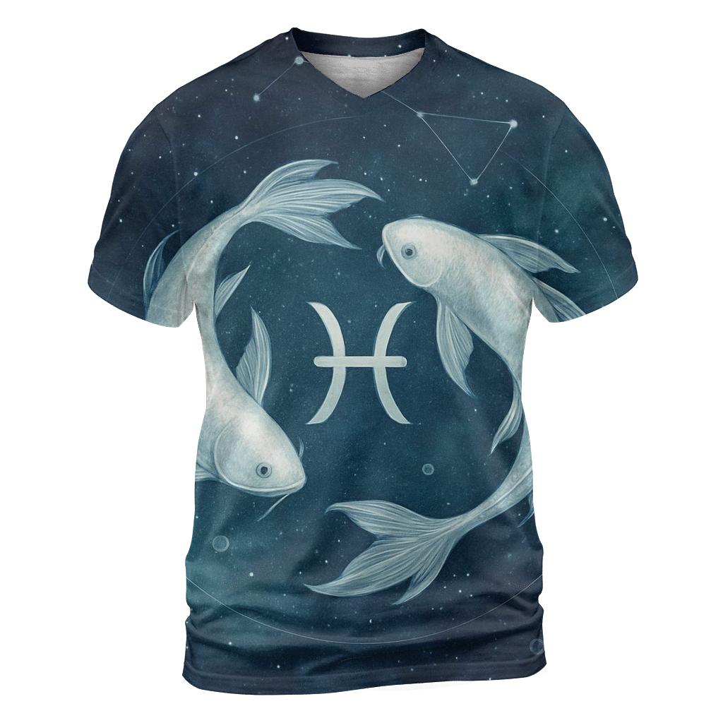 Pisces Twin Fish Nebula Current trendy printed shirt styles