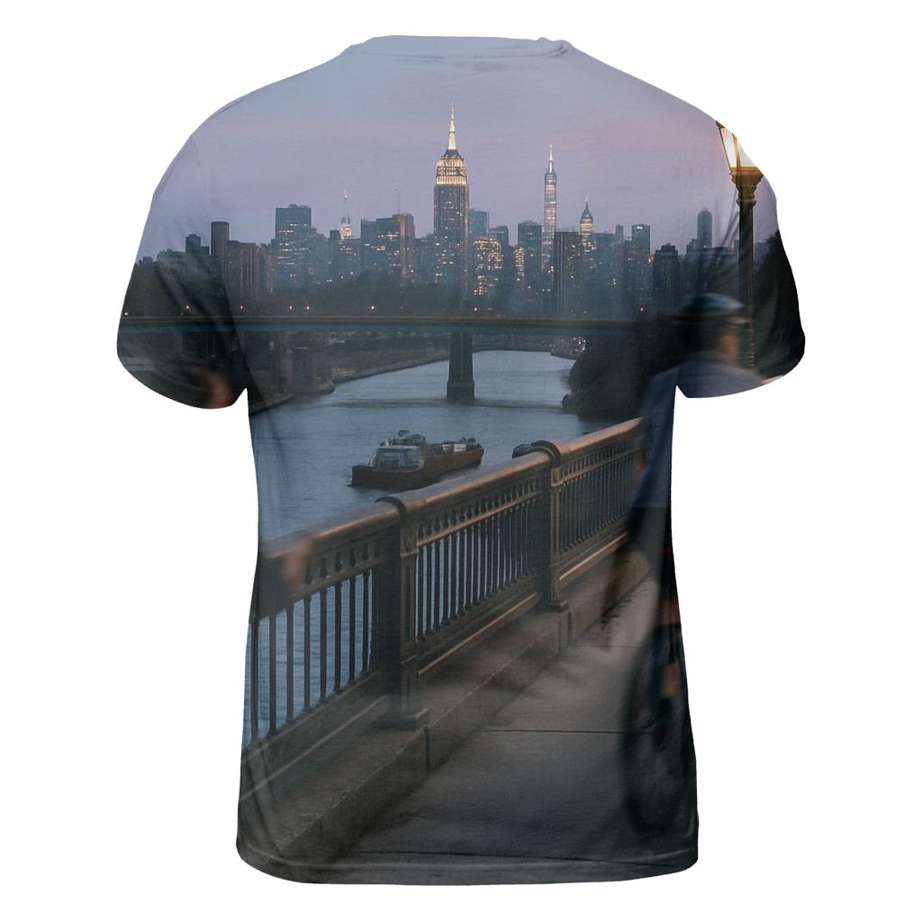 Harlem River Blue Hour From High Bridge vibrant all-over design tees