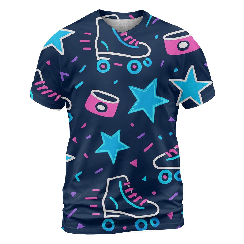 Roller Rink Neon Confetti vibrant all-over design tees