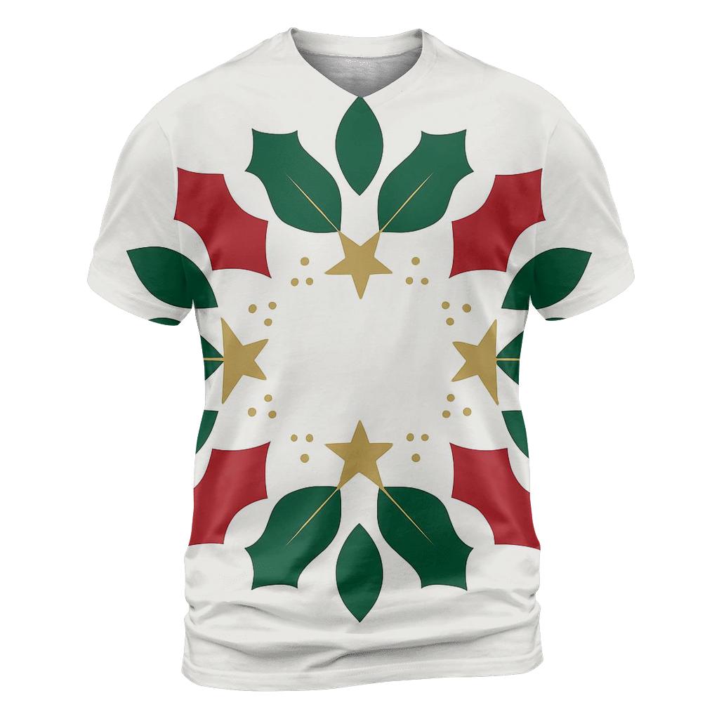 Starlit Holly Orbit Wreath creative print fashion shirts