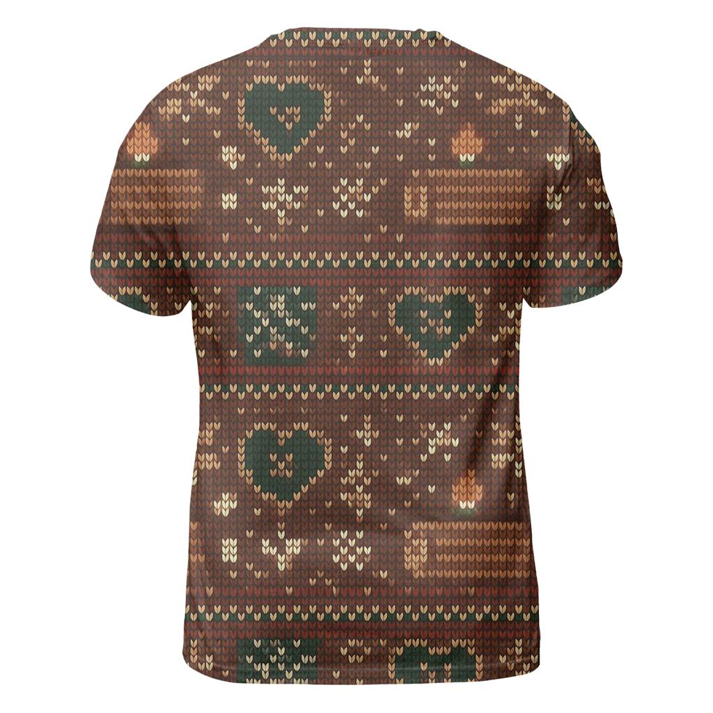 Ugly Christmas Yule Log Arcade Grid Design creative print fashion shirts