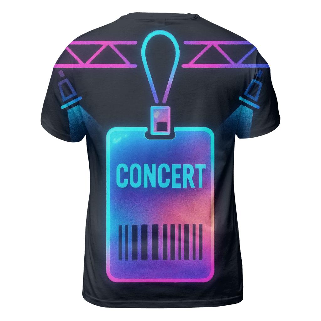 Neon Backstage Pass artistic all-over print tops