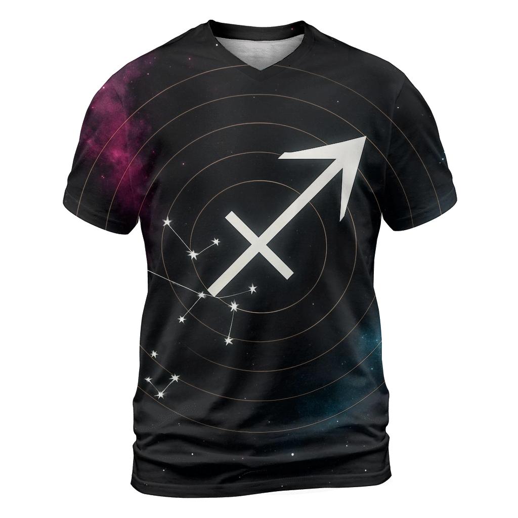 Sagittarius Archer Galactic Target Map artistic all-over print tops