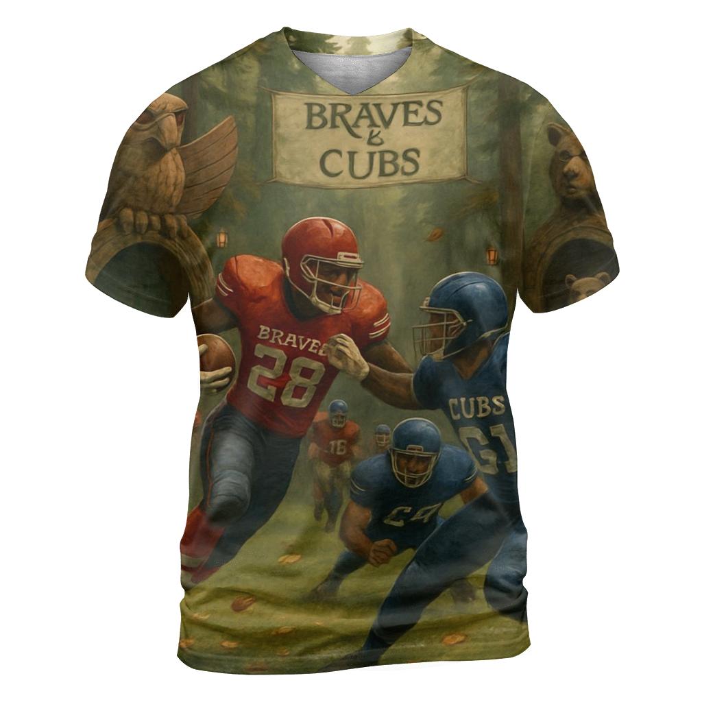 Forest Stadium Totem Battle Braves Versus Cubs unique graphic print tees