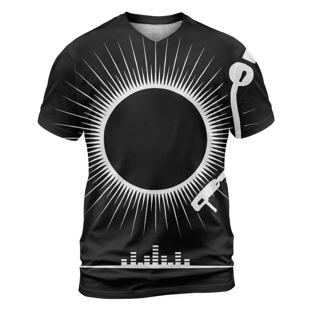 Monochrome Turntable Eclipse artistic all-over print tops