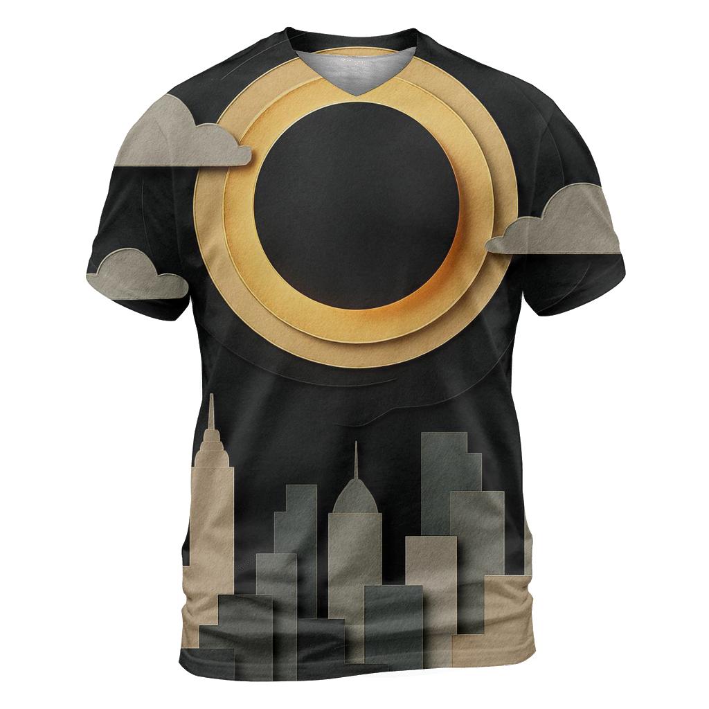Paper Cut City Eclipse Collage creative print fashion shirts