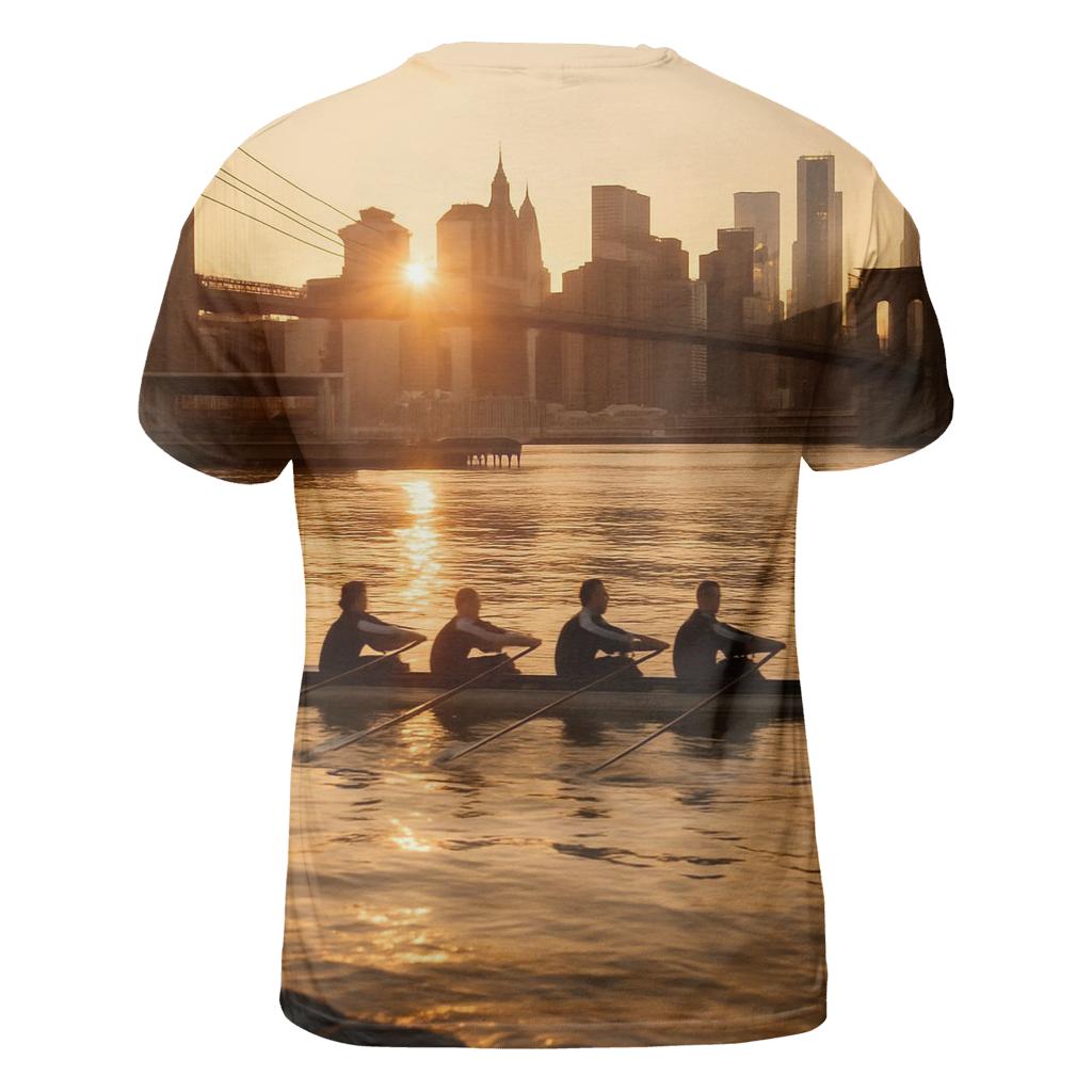 Sunrise From Brooklyn Bridge Park With Rowers In The East River designer pattern shirts