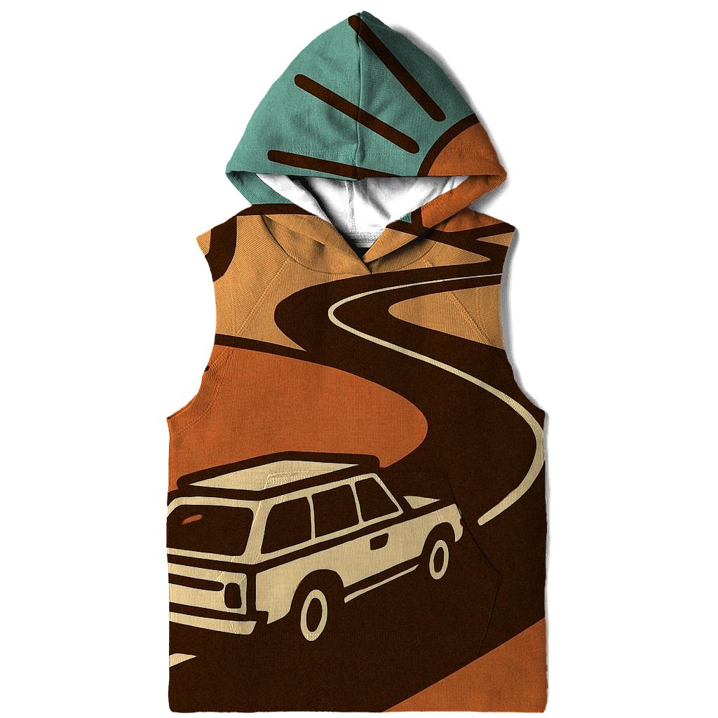 Desert Road Trip Sunburst Map designer hoodies