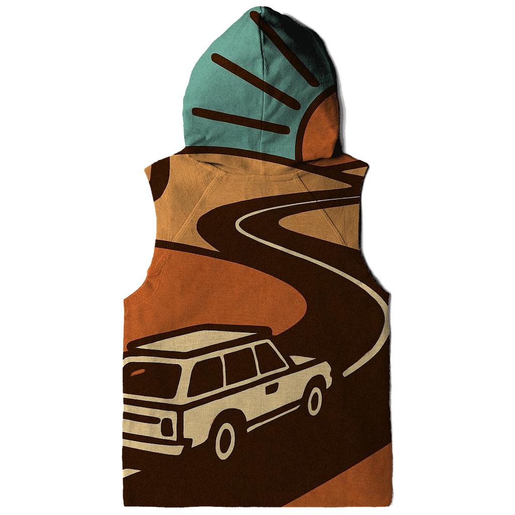Desert Road Trip Sunburst Map designer hoodies