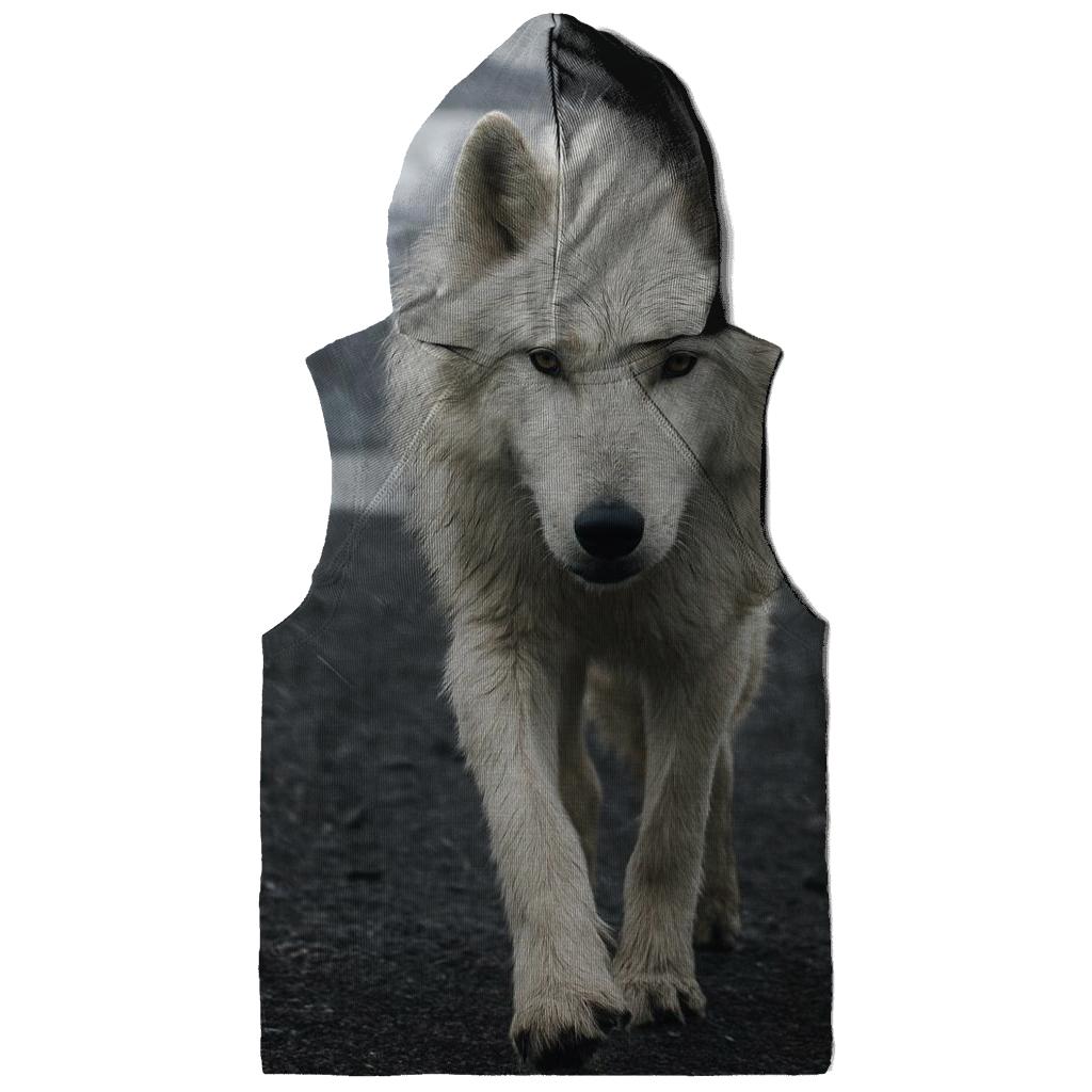 Arctic Wolf Crossing A Glacier Forefield In Wind Driven Sleet hoodie styles