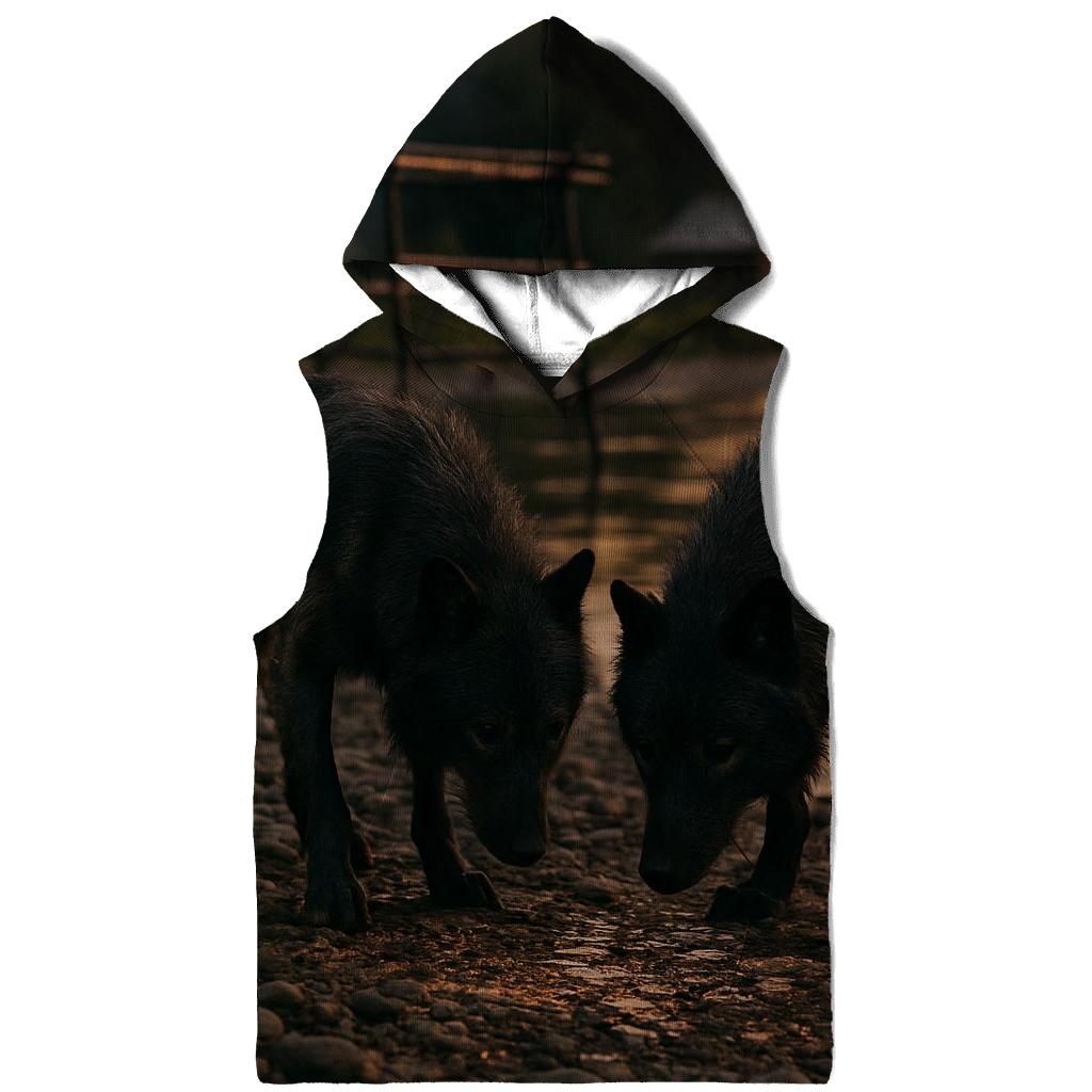 Wolves Near A Northern Fishing Camp After Salmon Run lightweight hoodies