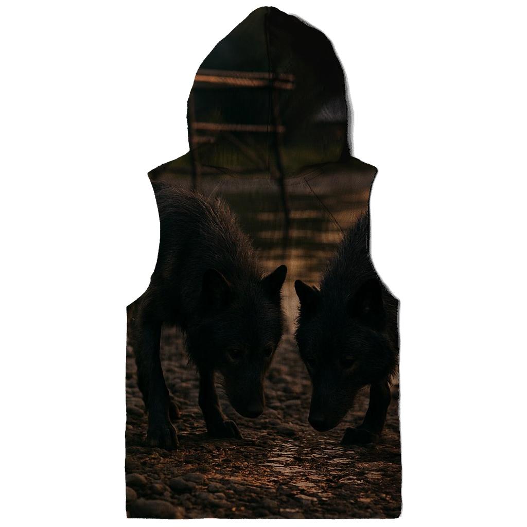 Wolves Near A Northern Fishing Camp After Salmon Run lightweight hoodies