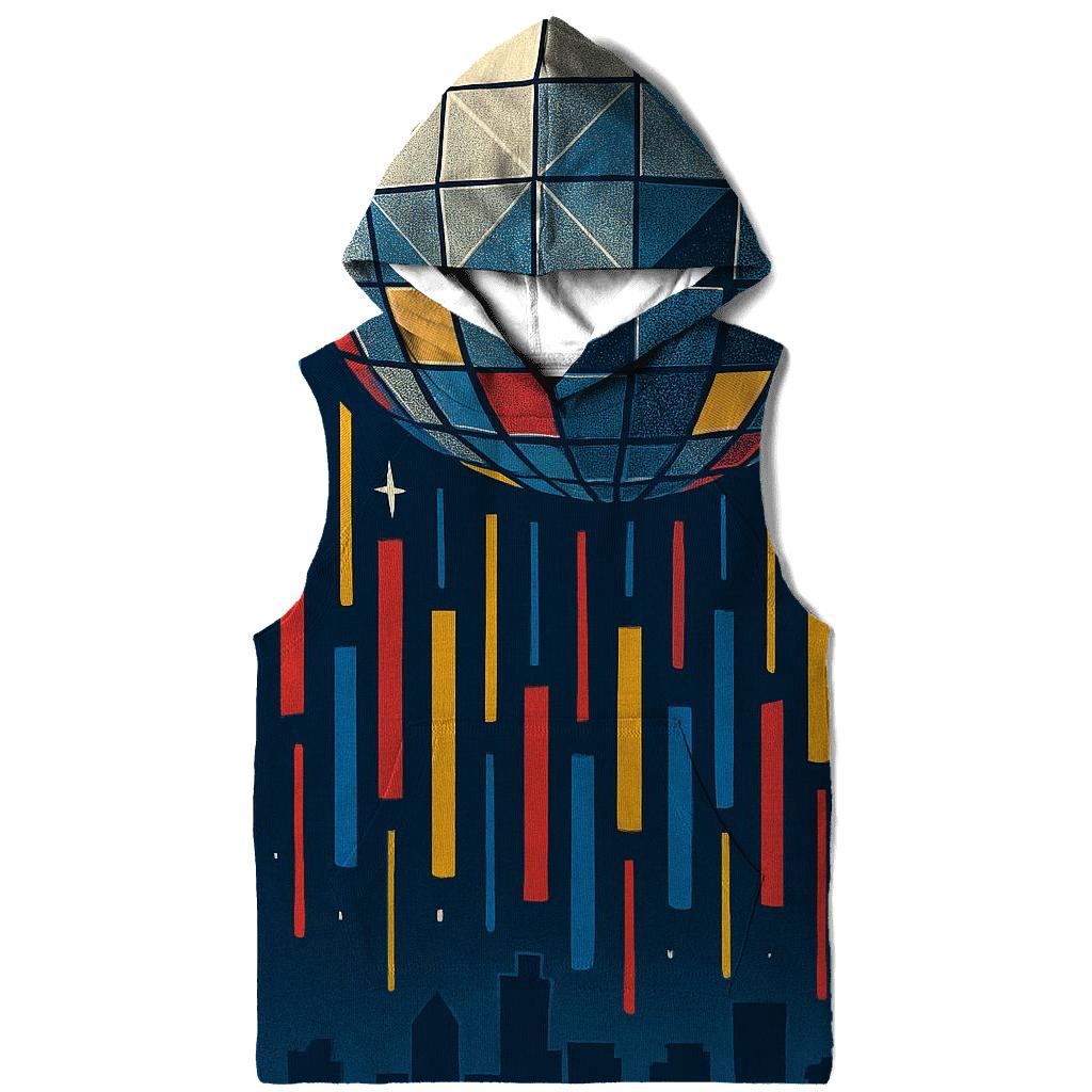 Disco Ball Rain Over City Silhouette lightweight hoodies
