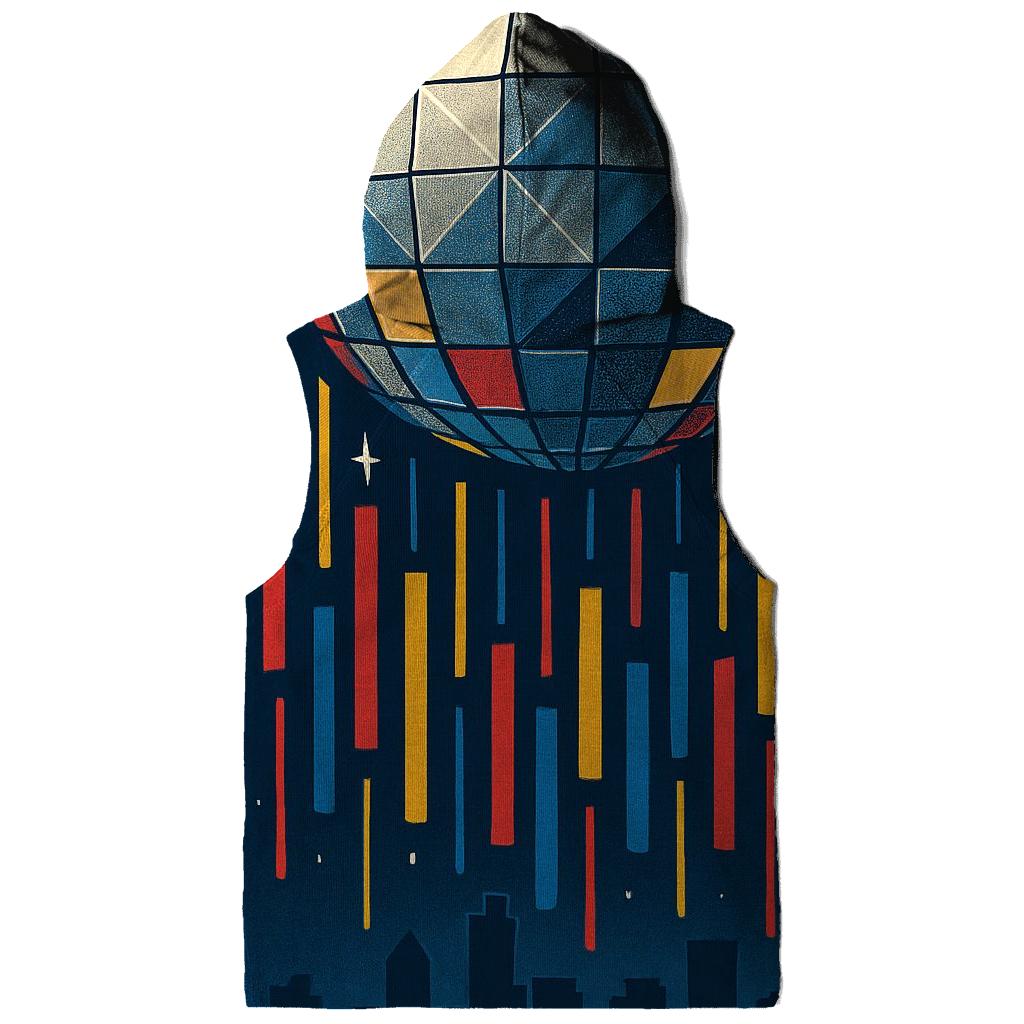 Disco Ball Rain Over City Silhouette lightweight hoodies