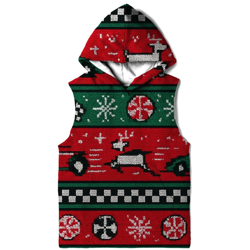 Ugly Christmas Santa Sleigh Circuit Raceway Design lightweight hoodies