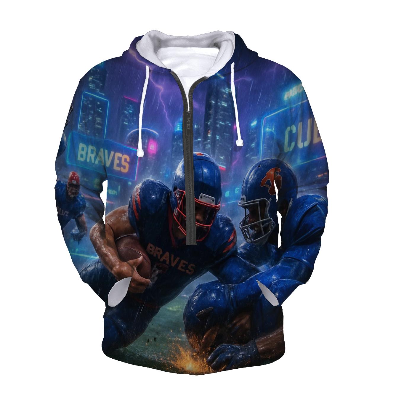 Neon Skyline Scrimmage Braves Versus Cubs zip-up hoodies