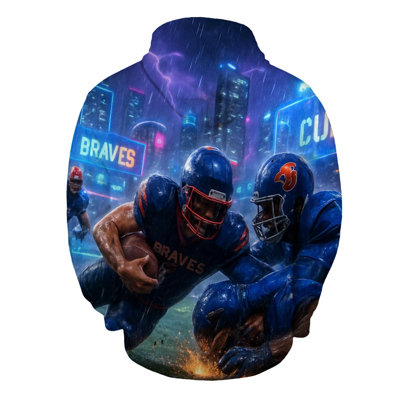 Neon Skyline Scrimmage Braves Versus Cubs zip-up hoodies